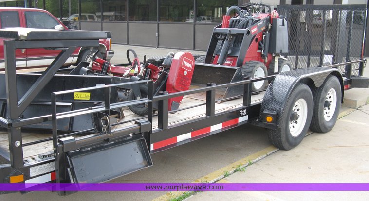 image for item 5011 Toro mini skid steer, attachments and custom trailer