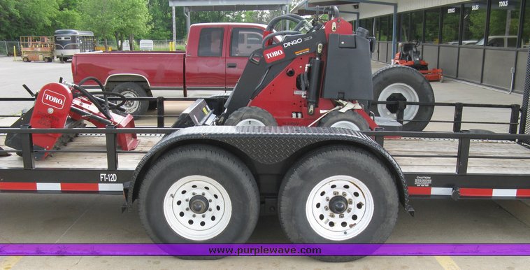 image for item 5011 Toro mini skid steer, attachments and custom trailer