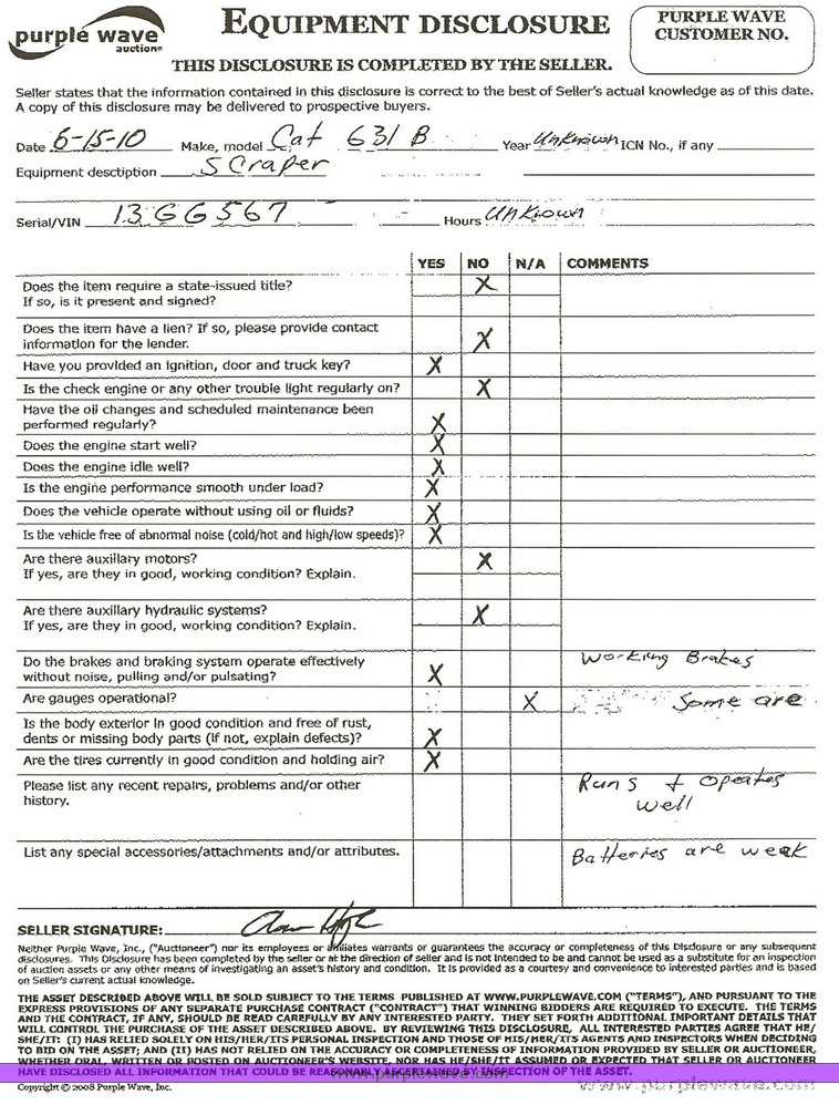 image for item 1008 1963 Caterpillar 631B scraper