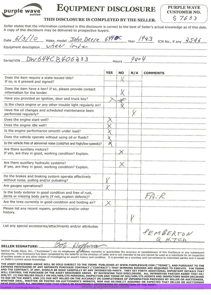 image for item 2526 1983 John Deere 644C wheel loader