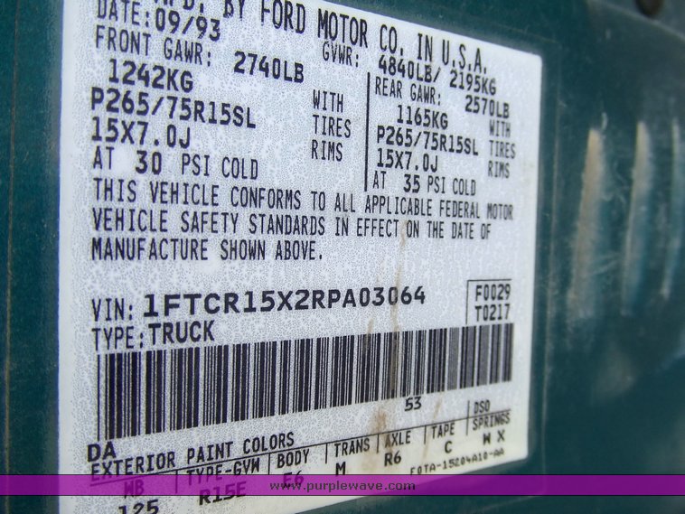 image for item 2077 1994 Ford Ranger XLT pickup truck