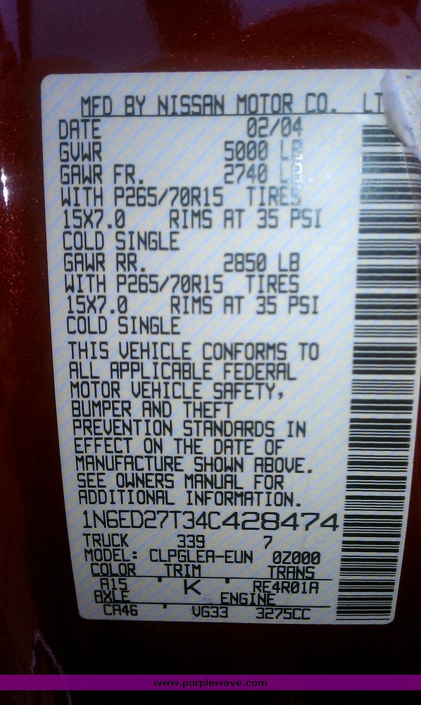 image for item 6111 2004 Nissan Frontier XE