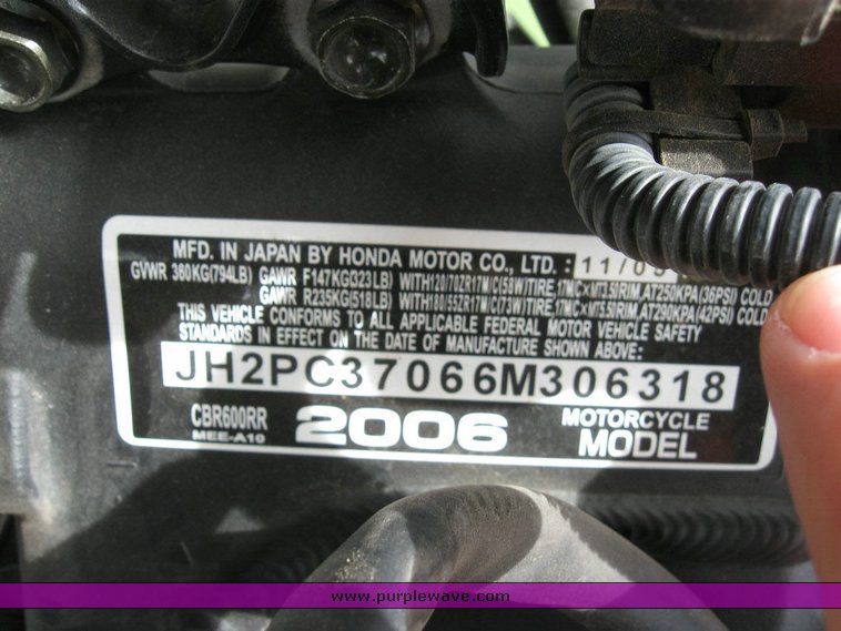 image for item 6816 2006 Honda CBR 600RR motorcycle