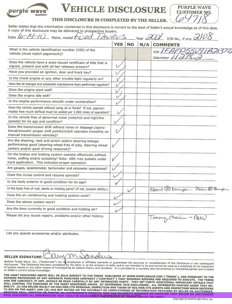 image for item 2108 2001 Ford Taurus SES