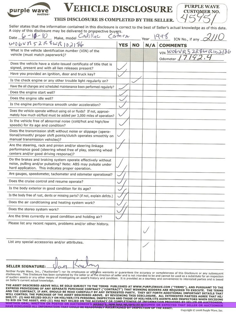 image for item 2110 1998 Cadillac Catera