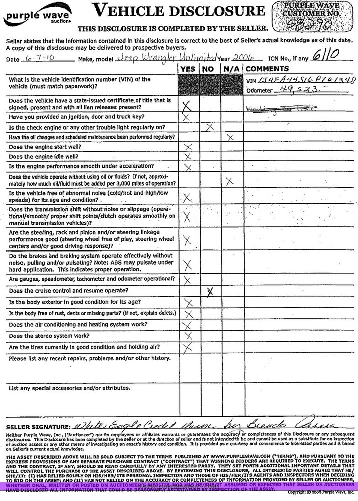 image for item 6110 2006 Jeep Wrangler