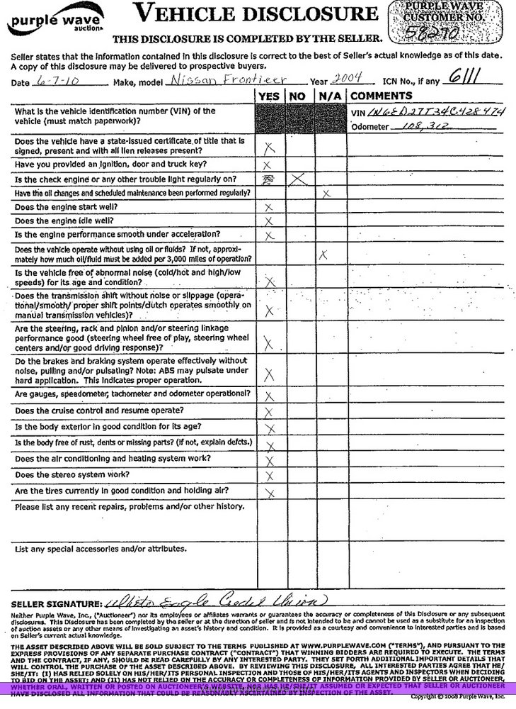 image for item 6111 2004 Nissan Frontier XE