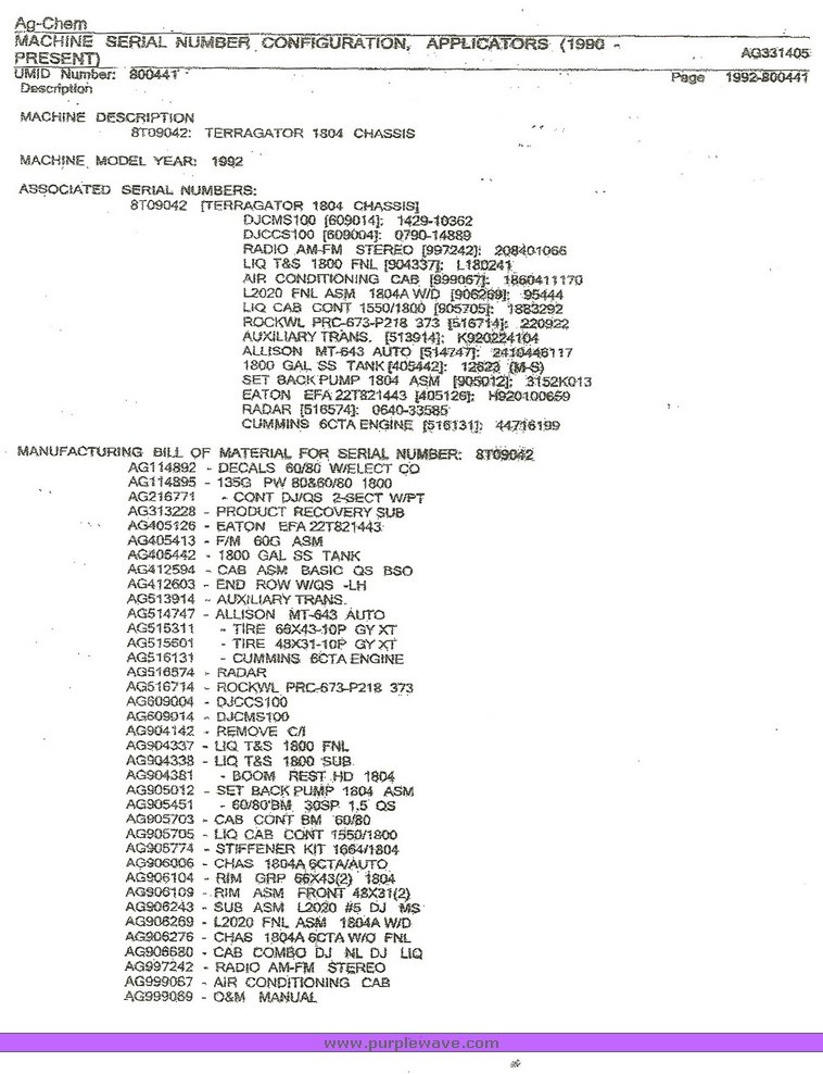 image for item 1009 1992 Ag-Chem 1804