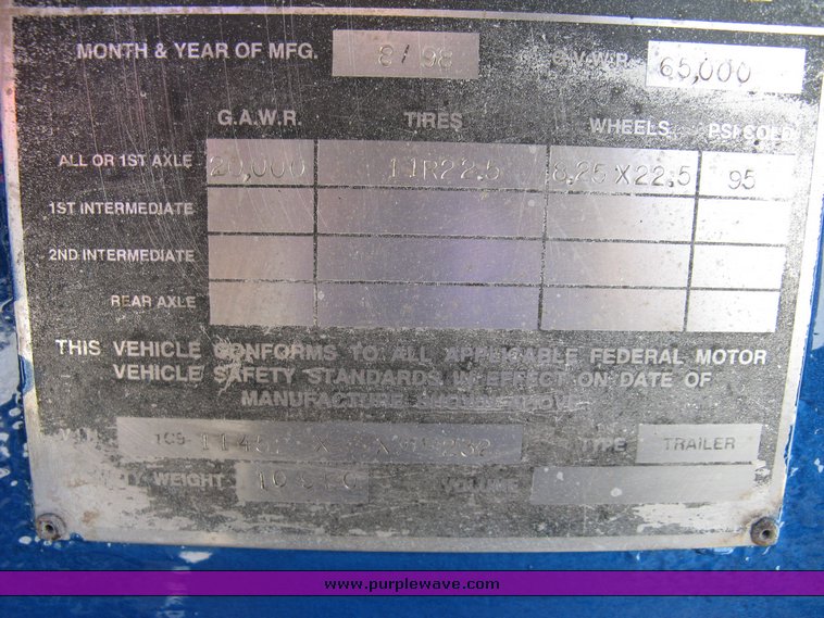 image for item 5015 1999 Western Trailers 45' flat bed hopper trailer