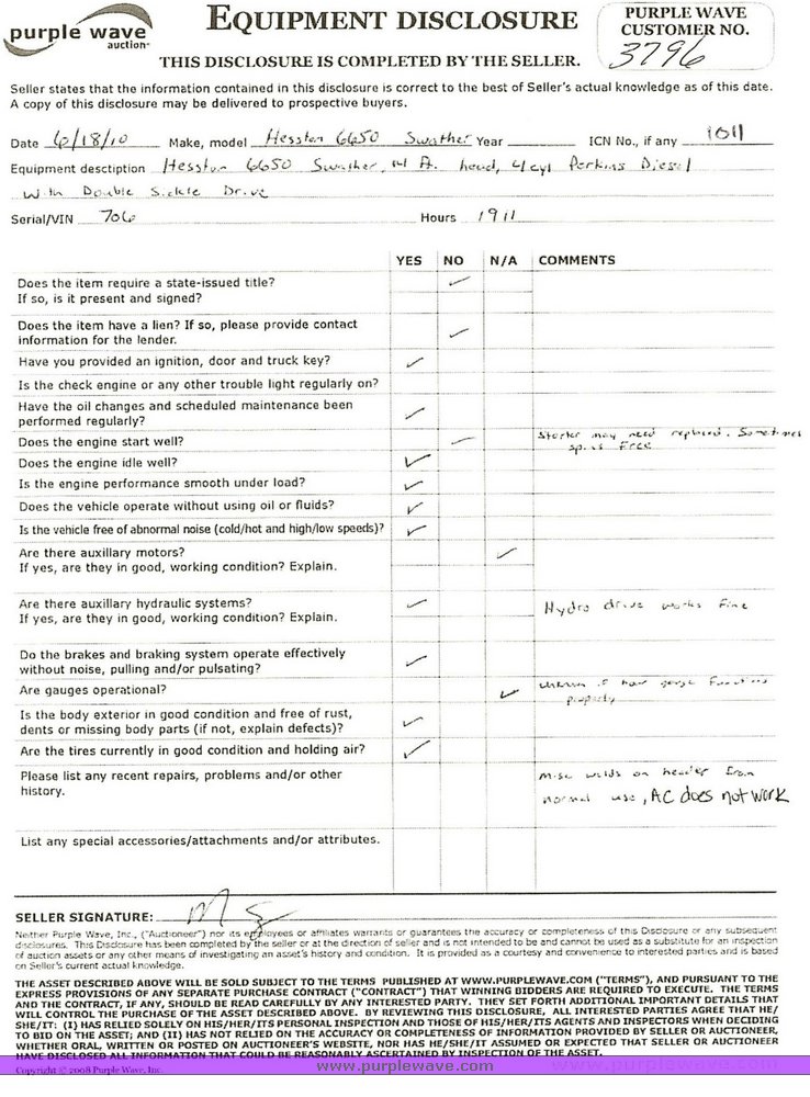 image for item 1011 Hesston 6650 swather