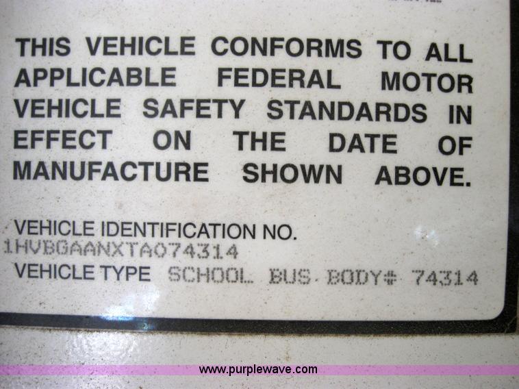 image for item 2502 1996 International Series 3000 Genesis school bus