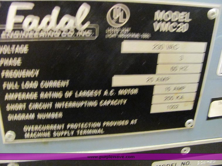 image for item 6081 Fadal VMC20 vertical milling machine