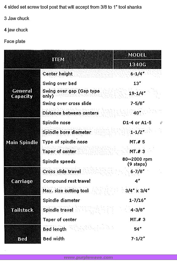 image for item 6082 Acer Dymanic 1340G metal lathe