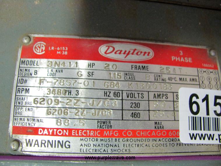 Dayton 20hp three phase electric motor in Wichita, KS Item 6159 sold