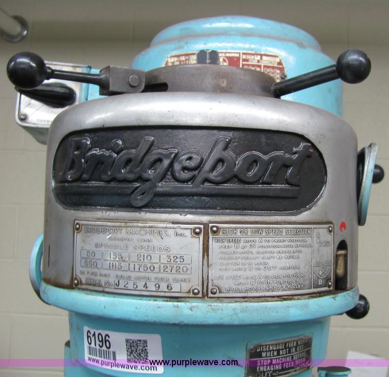 image for item 6196 Bridgeport vertical milling machine