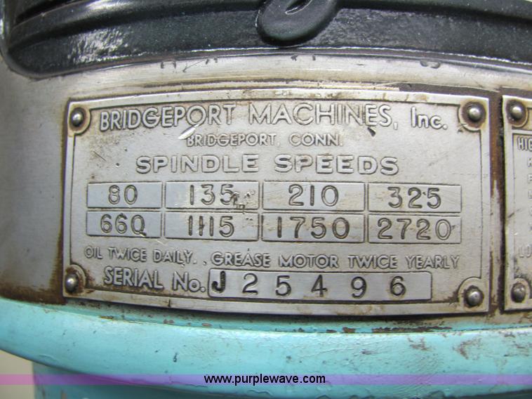 image for item 6196 Bridgeport vertical milling machine