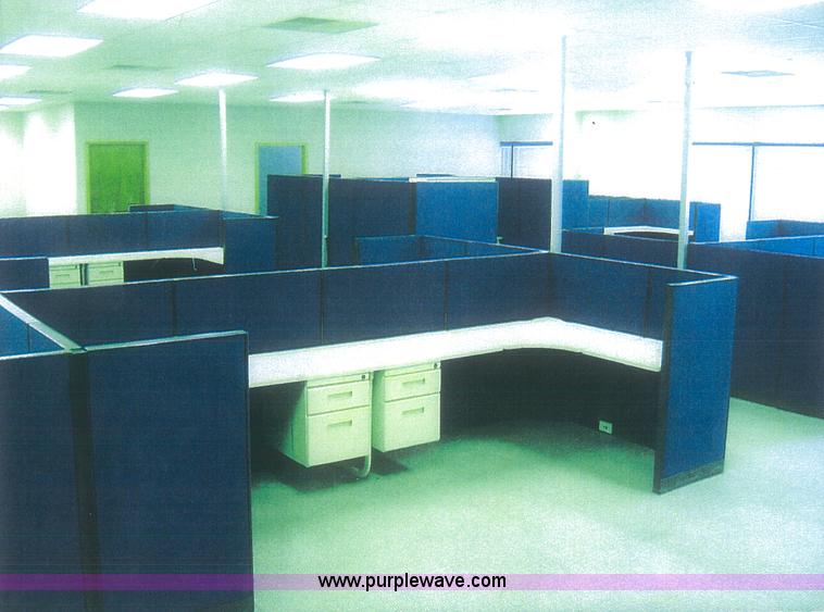 image for item 6438 Cubical office dividers, desks, and filing drawers