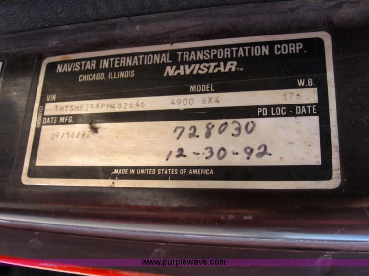 image for item 6852 1993 International Series 4900 dump truck with plow and spreader