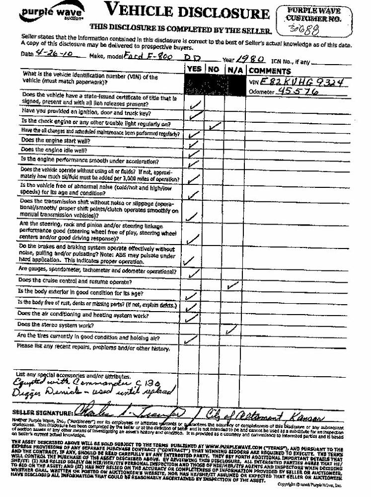 image for item 1501 1980 Ford F800 DD truck