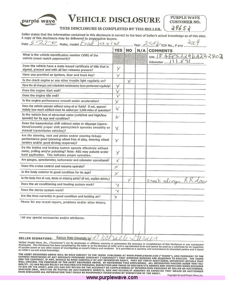 image for item 2004 2006 Ford Taurus SE