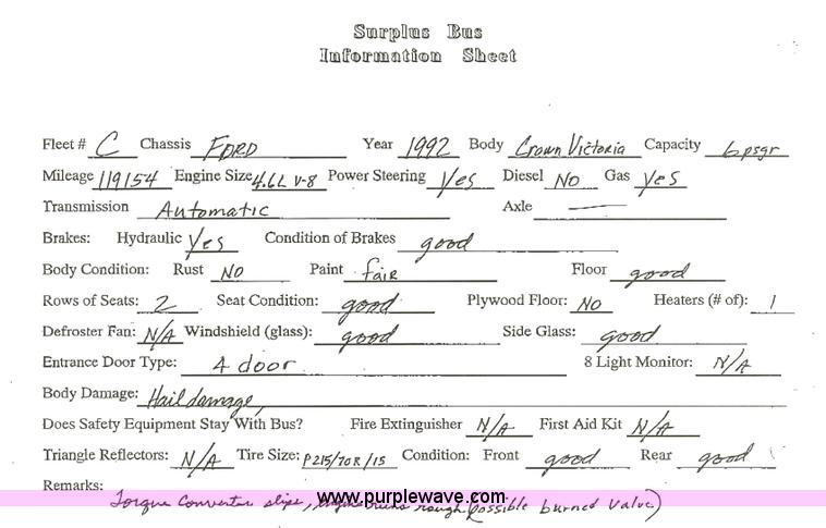 image for item 2501 1992 Ford Crown Victoria