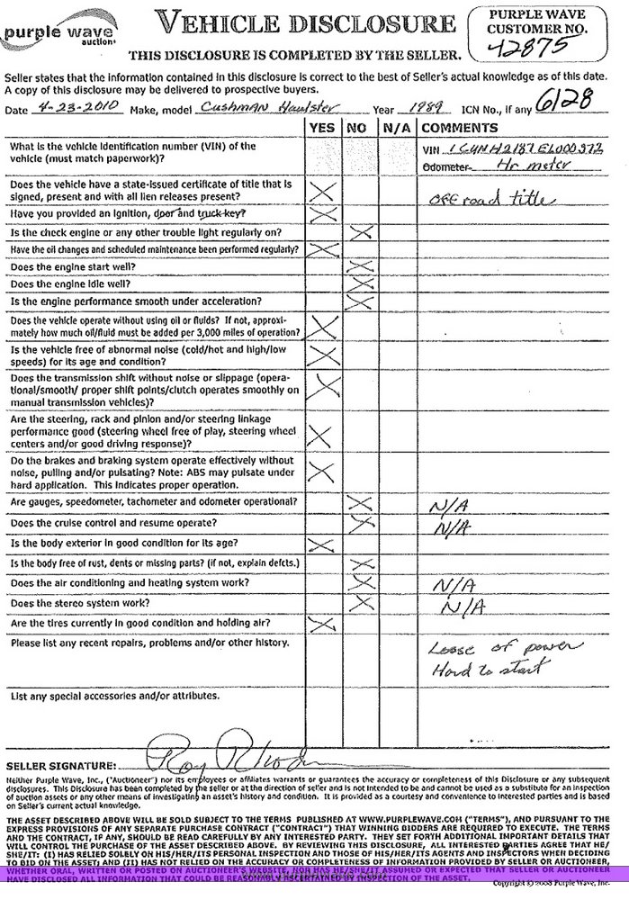 image for item 6128 1989 Cushman Haulster