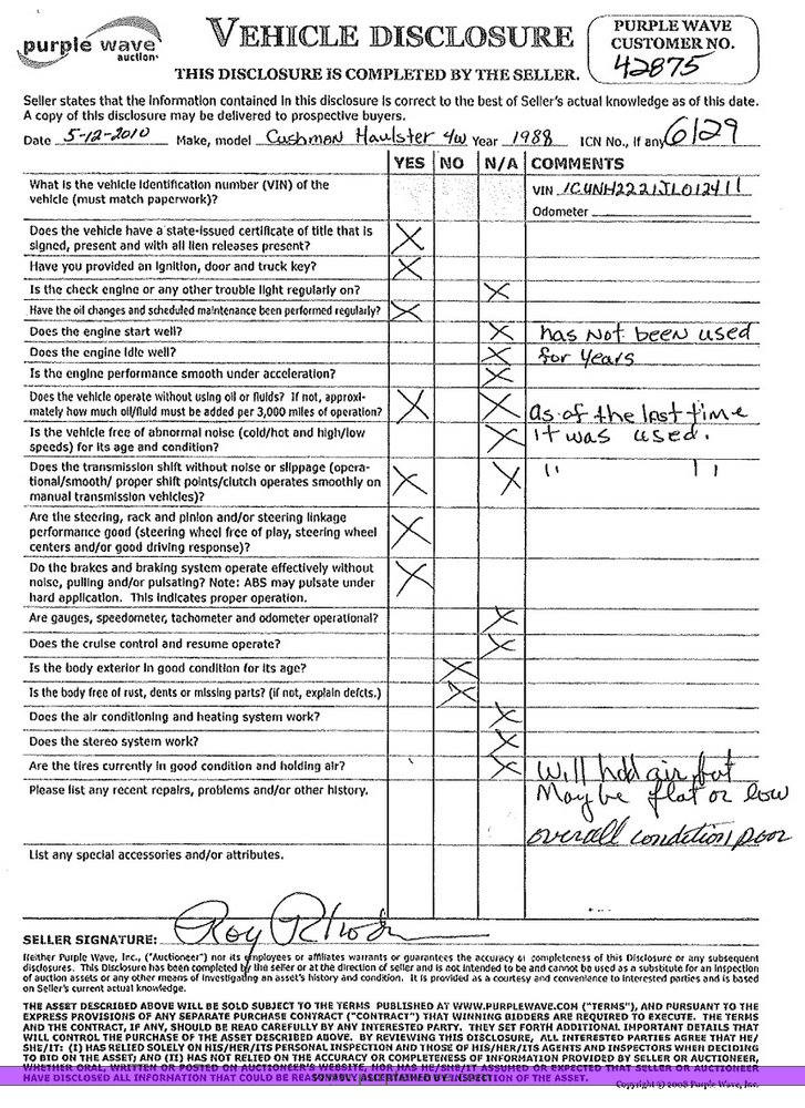 image for item 6129 1988 Cushman Haulster