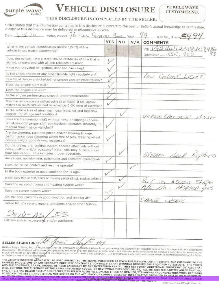 image for item 8494 1998 Pontiac Grand AM GT