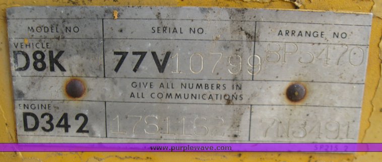 image for item 2218 1977 Caterpillar D8K dozer