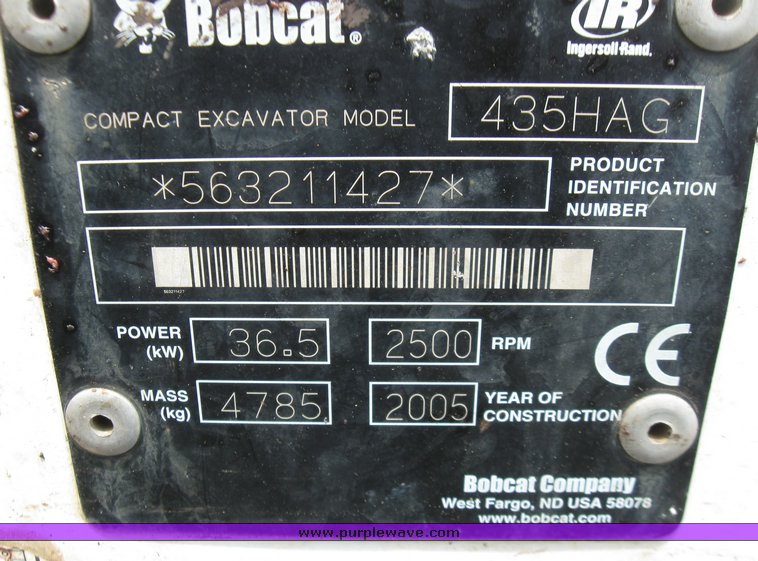 image for item 2219 2005 Bobcat 435 ZHS FastTrack compact excavator
