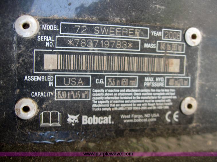 image for item 2254 2008 Bobcat sweeper skid steer attachment