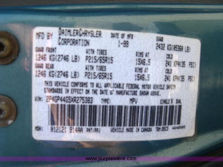 image for item 5029 1999 Plymouth Grand Voyager SE mini van