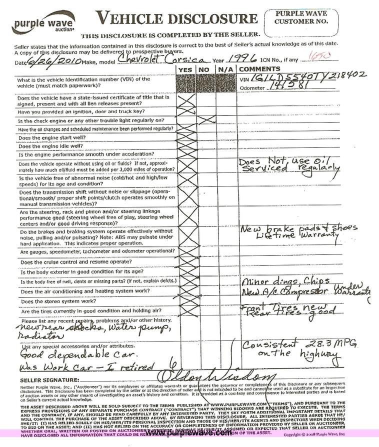 image for item 1650 1996 Chevrolet Corsica