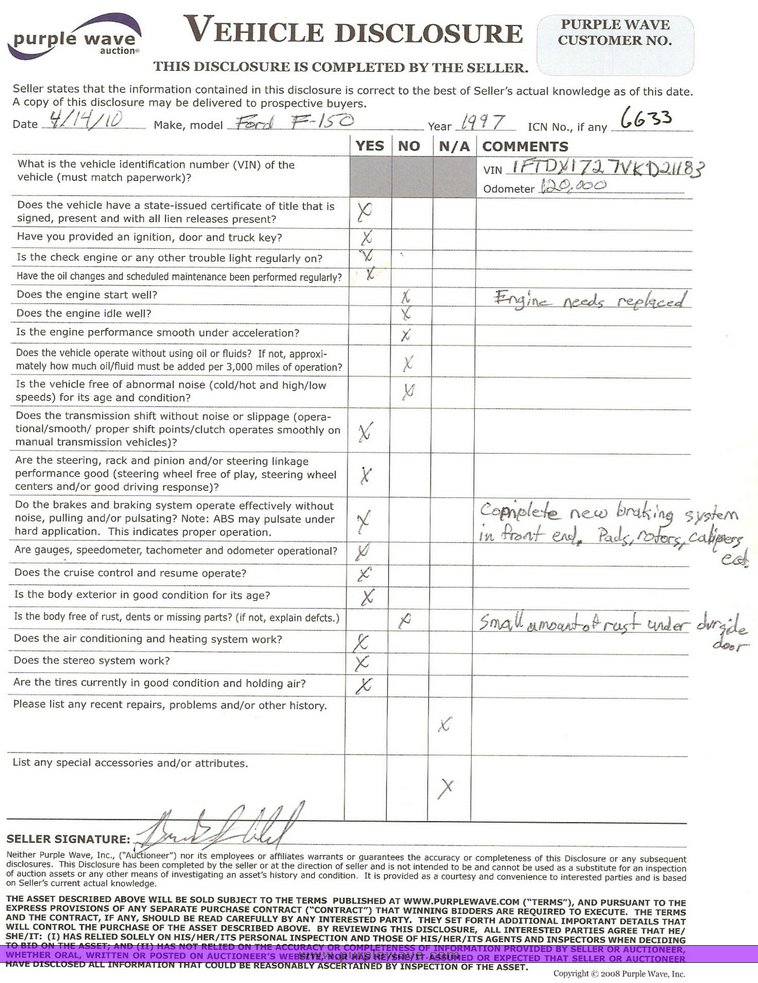 image for item 6633 1997 Ford F150 XL Limited extended cab pickup