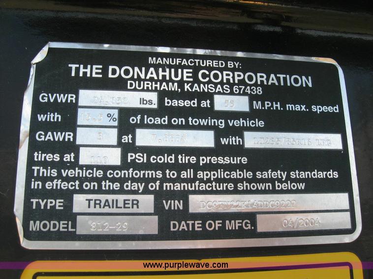 image for item 6873 2004 Donahue 812-29 expandable gooseneck flatbed trailer