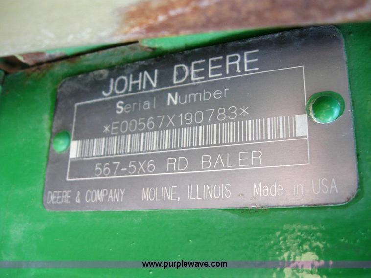 image for item 6931 2002 John Deere 567 5x6 round baler