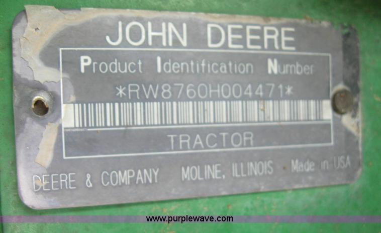 image for item 6963 1991 John Deere 8760 4WD tractor with blade
