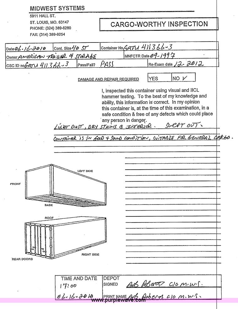 image for item 1004 40' standard cargo worthy international shipping container