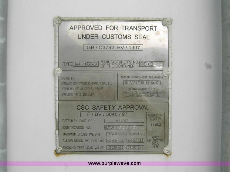 image for item 1004 40' standard cargo worthy international shipping container