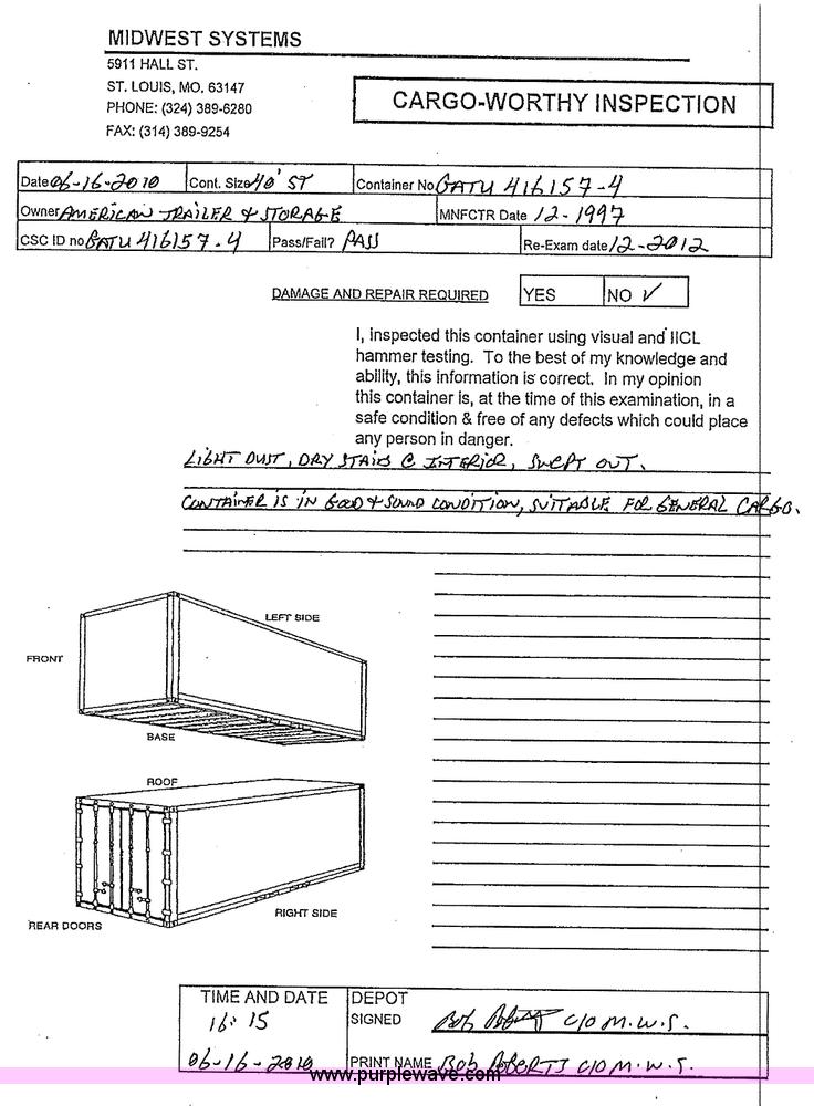 image for item 1005 40' standard cargo worthy international shipping container