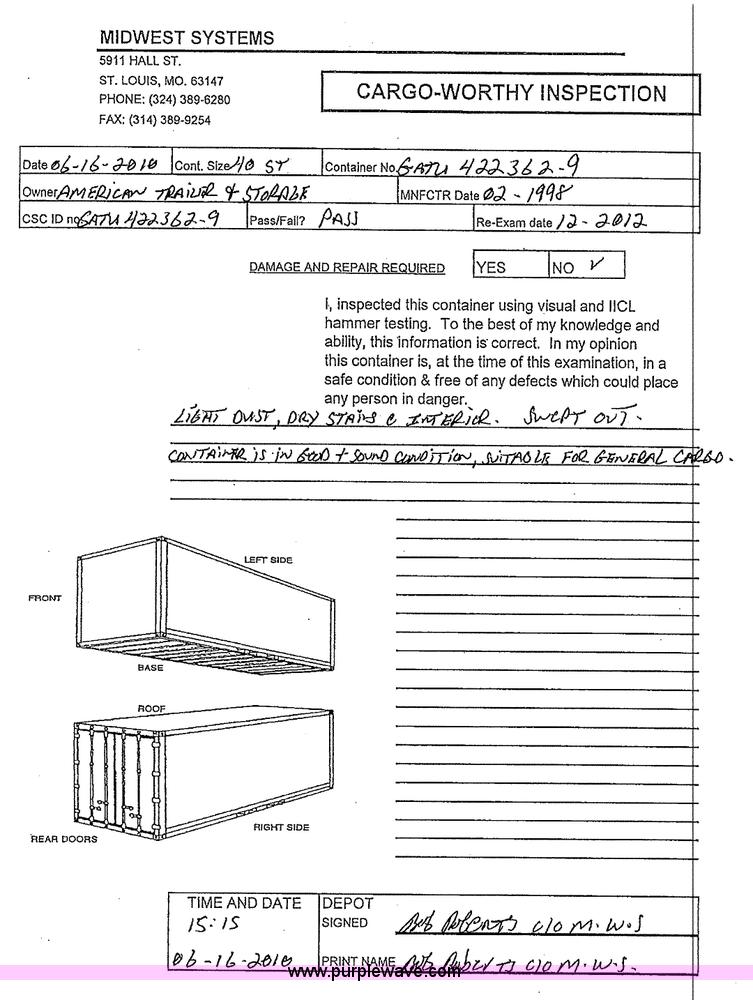 image for item 1007 40' standard cargo worthy international shipping container