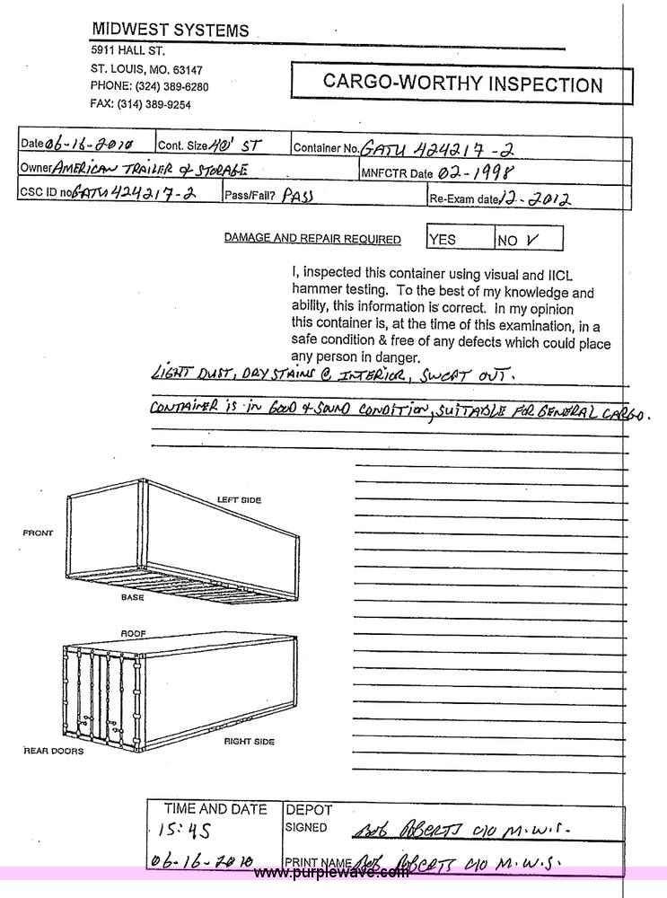 image for item 1008 40' standard cargo worthy international shipping container