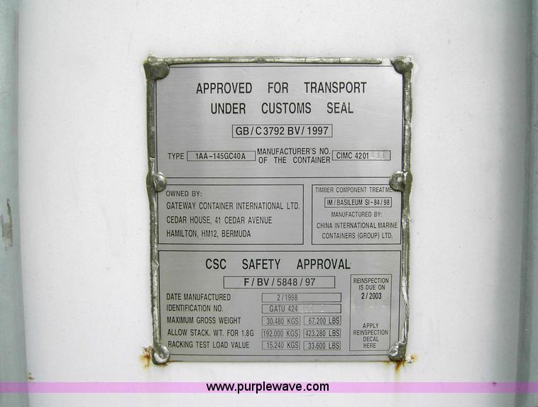 image for item 1008 40' standard cargo worthy international shipping container