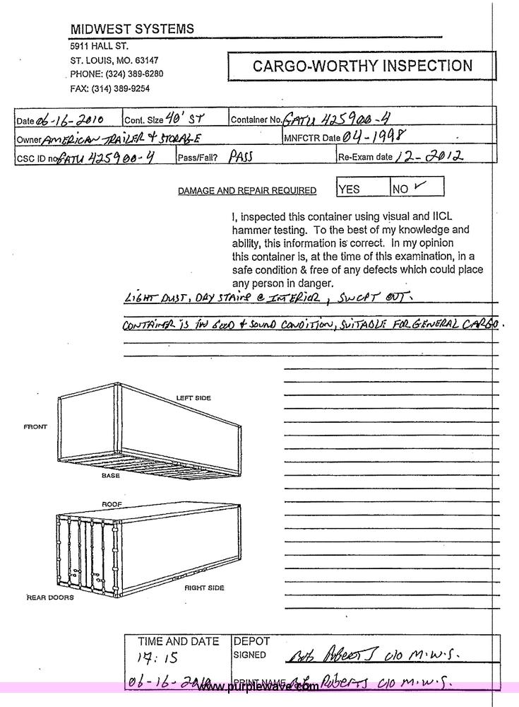 image for item 1009 40' standard cargo worthy international shipping container