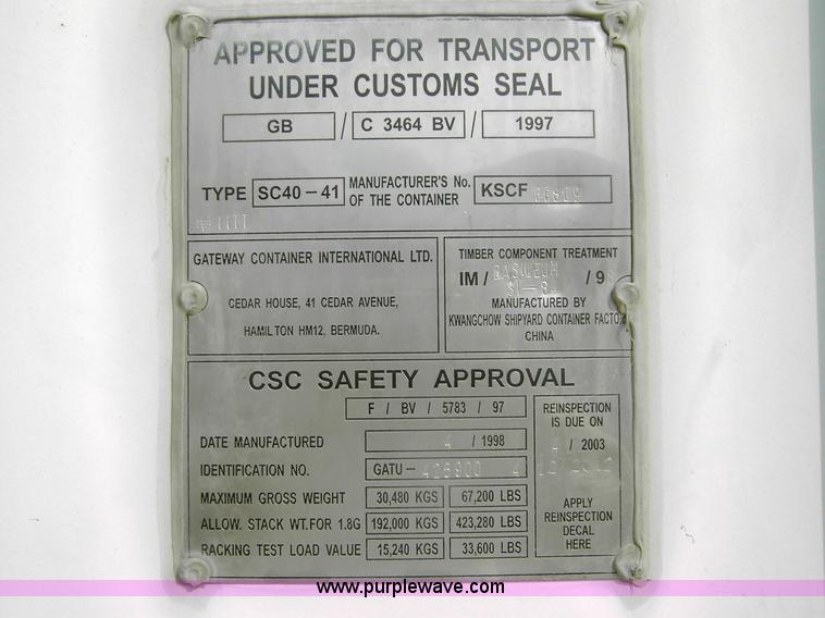 image for item 1009 40' standard cargo worthy international shipping container