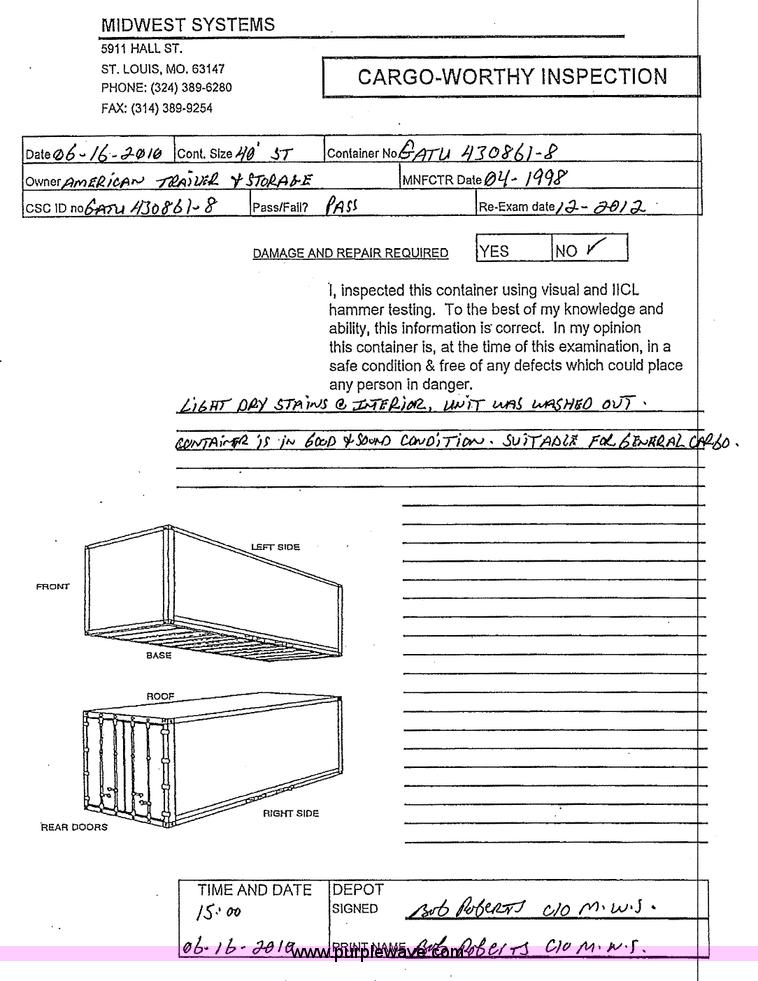 image for item 1010 40' standard cargo worthy international shipping container