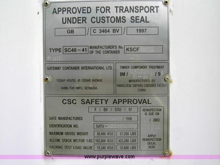 image for item 1010 40' standard cargo worthy international shipping container