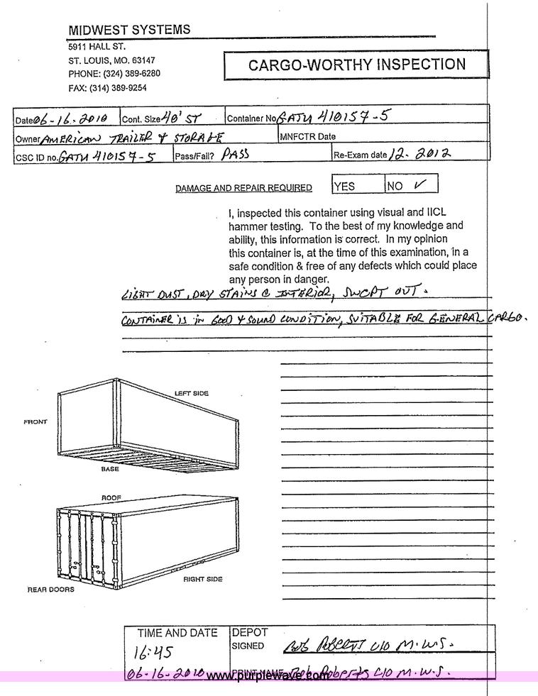 image for item 1011 40' standard cargo worthy international shipping container