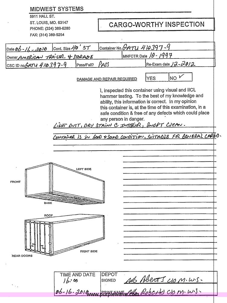 image for item 1012 40' standard cargo worthy international shipping container