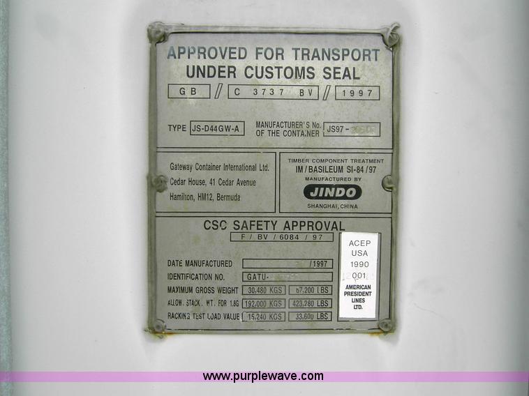 image for item 1012 40' standard cargo worthy international shipping container